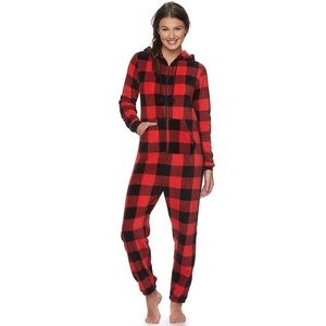Red Buffalo Plaid Onesie Pajamas Small